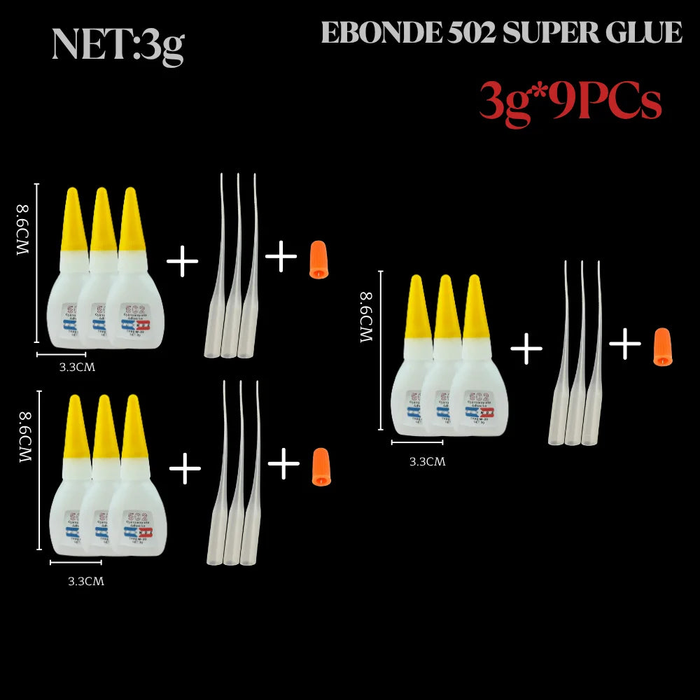1/3/10PCs 502 Super Glue Instant Quick-Drying Cyanoacrylate Adhesive for Leather Rubber Wood Metal Strong Bond Liquid Glue