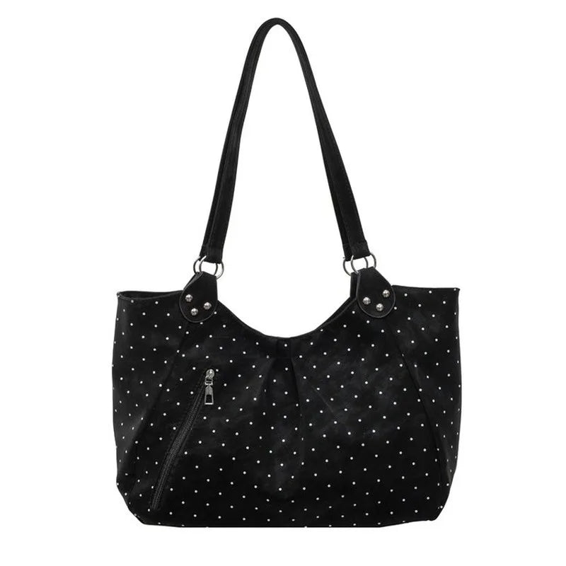 Women's Polka Dot Hobo Tote Bag Large Capacity Shoulder Handbag for Work School Daily Travel