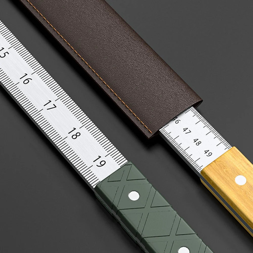 5mm Thickness Manganese Steel Measuring Ruler With Non-Slip Handle Versatile Multifunctional Scale Measuring Tool Defense Ruler