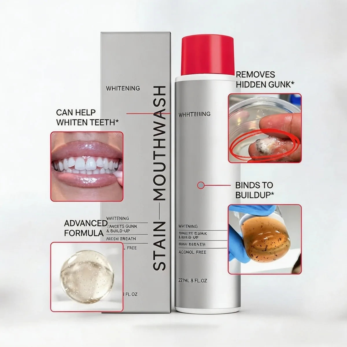 1/2/3Pcs Stain Removal Mouthwash Alcohol Free Teeth Brightening Fresh Breath Plaque Remover Enamel Safe Daily Oral Care