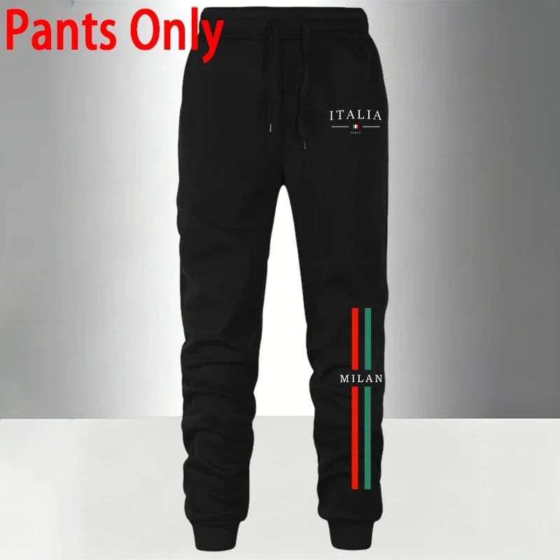 Men's Tracksuit Print Casual Hoodie Sweatshirts Coat Outdoors Sports Jogging Clothing Autumn Winter Warm Single Zip Jacket Pants