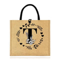 Flax Bag Fastener Handbag Organizer Storage Jute Tote Bags Imitation Cotton Women Valise Portable Garland Letter Printing Series