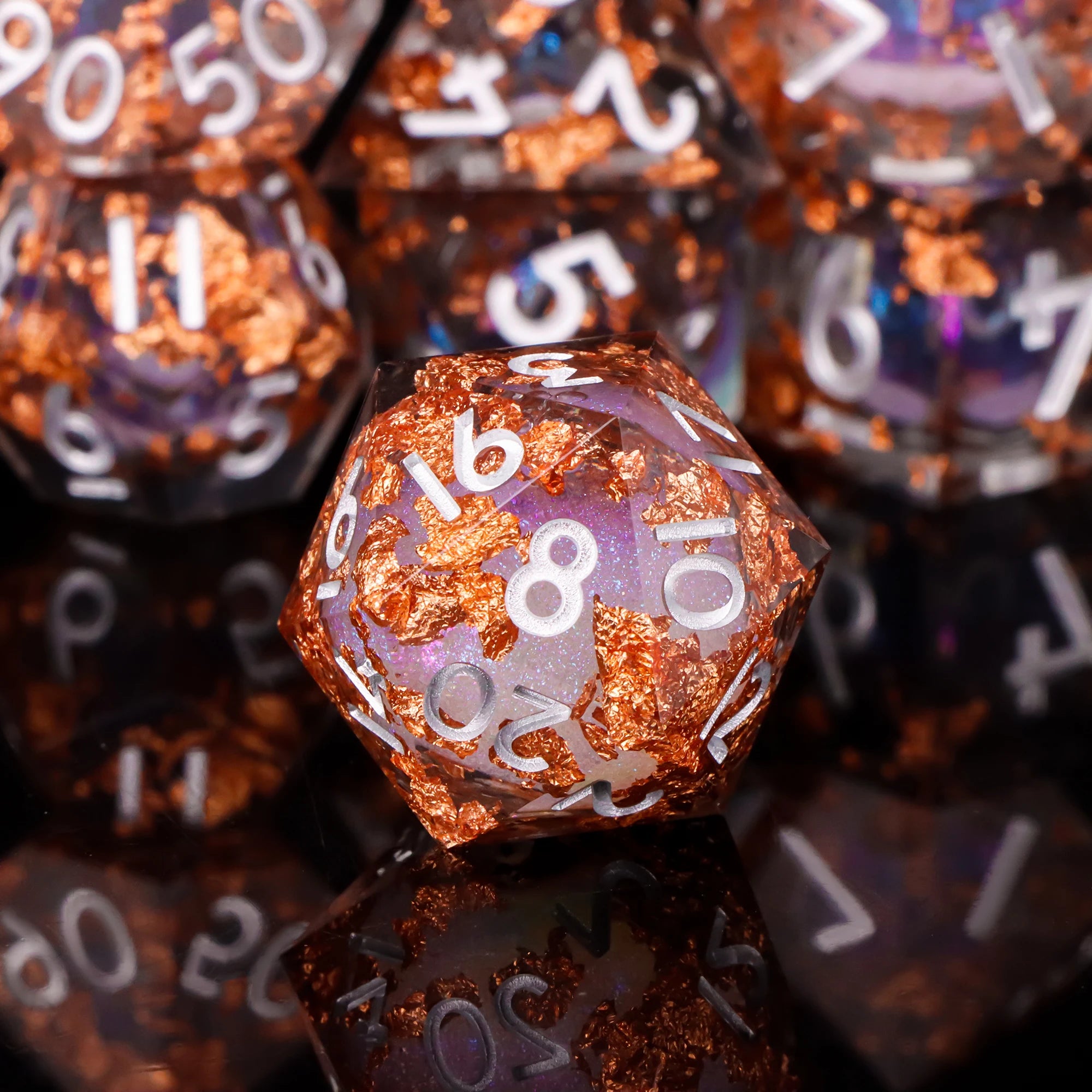 Liquid Core Dice Set 7Pcs DND Sharp Edge Dice Black Dice For Dungeons and Dragons Dice for D&D, Roleplaying Games
