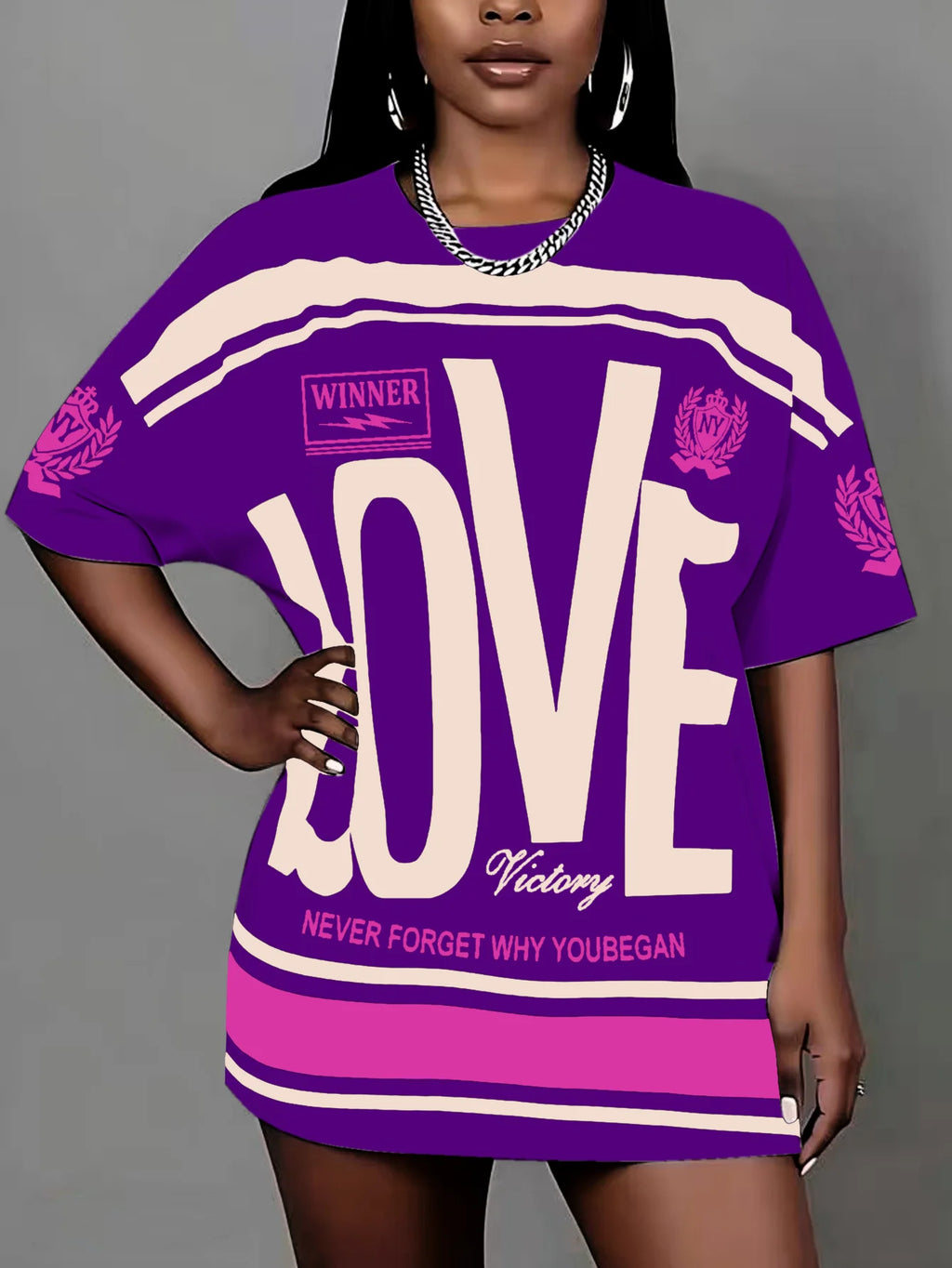 Plus size women's clothing  new round neck letter print T-shirt pullover top suitable for daily wear