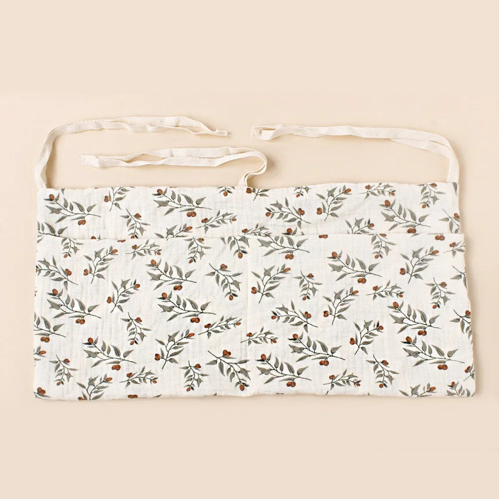Space Saving Cotton Crib Storage Bag Large Capacity Dual-pocket Diaper Storage Bag Portable Stuff Organizer Stroller