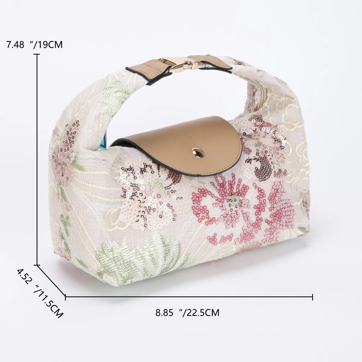 French retro flower embroidery bag women's bag large capacity handbag niche design sense commuter women's bag