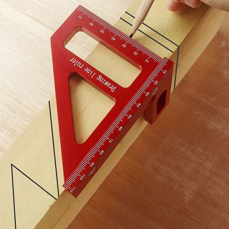 [ZY]Precision Aluminum Alloy Miter Triangle Ruler 45°/90° Woodworking Square Protractor 3D Multifunctional Measuring Toolsolss