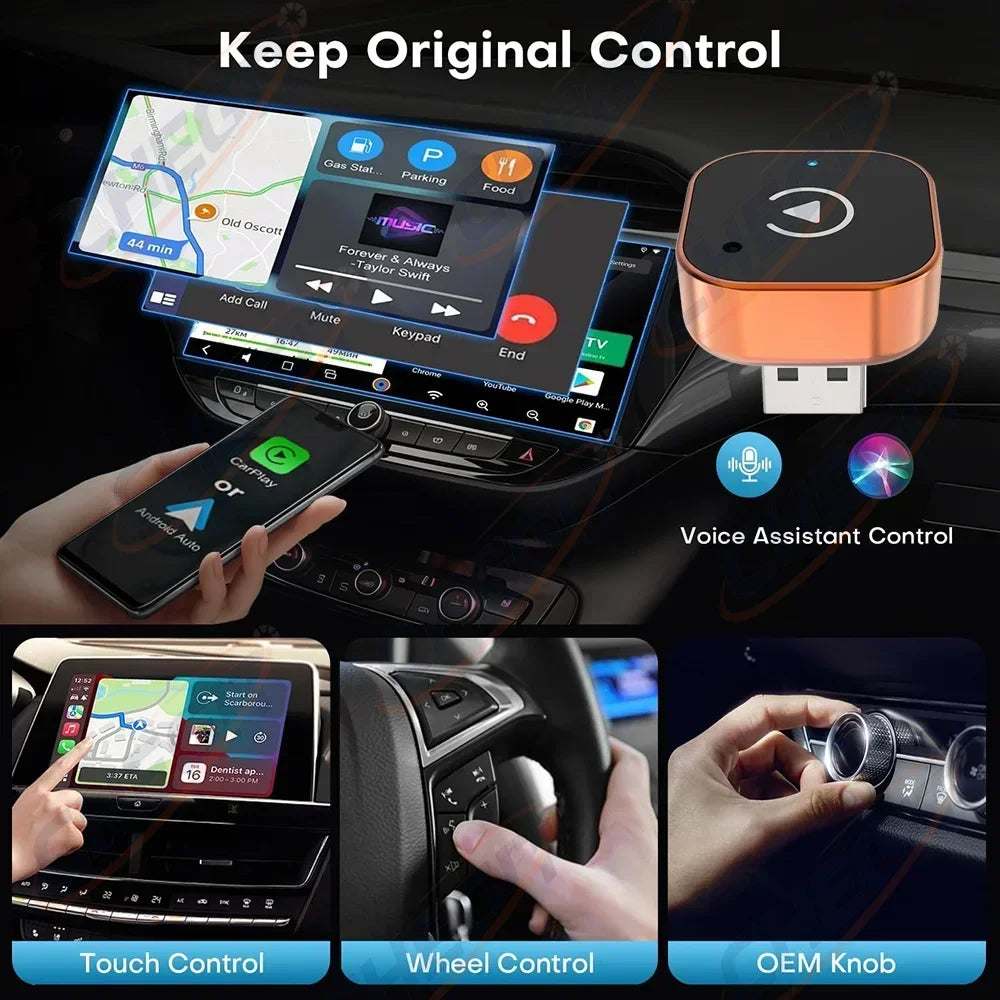 2026 Latest 2in1 Wireless CarPlay Apapter USB For IOS CarPlay & Android Auto,Converts Wired to Wireless Box,Plug & Play