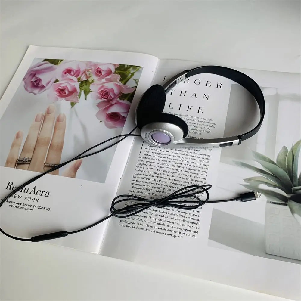 Fashion Retro Classic Headset Y2K Wired Headphone 3.5mm Type C Over Ear Earbud