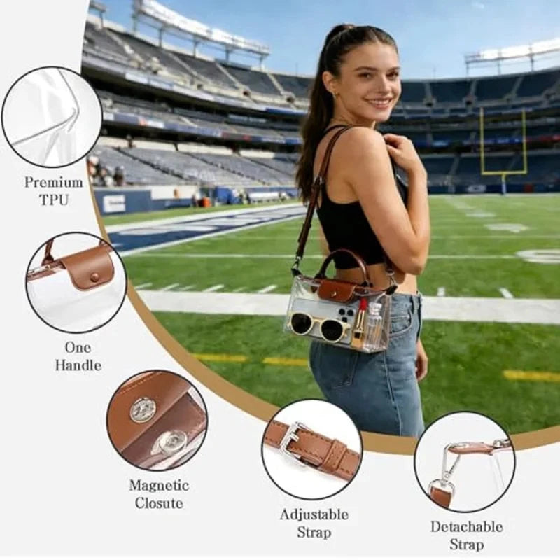 2026 New PVC Waterproof Transparent Handbag Women Large Capacity Phone Bag Niche Shoulder Crossbody Bag