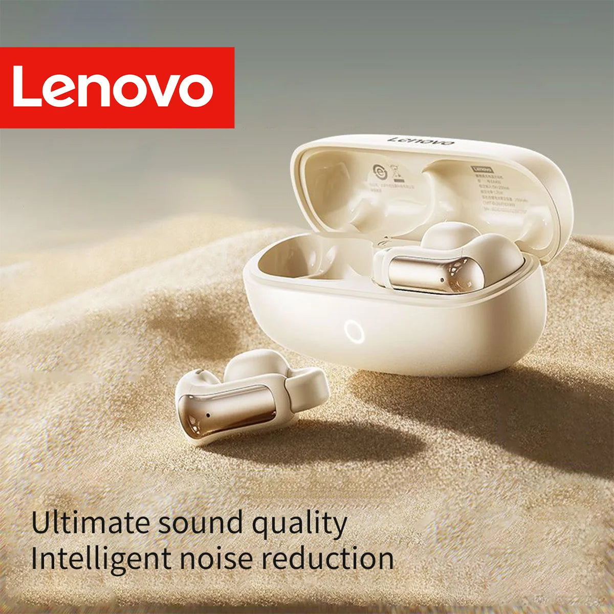 Lenovo Bluetooth 5.4 Ear Clip Headphones Human Ear Design, ANC Noise-Canceling Long Battery Life Low Latency Earphones Earbuds