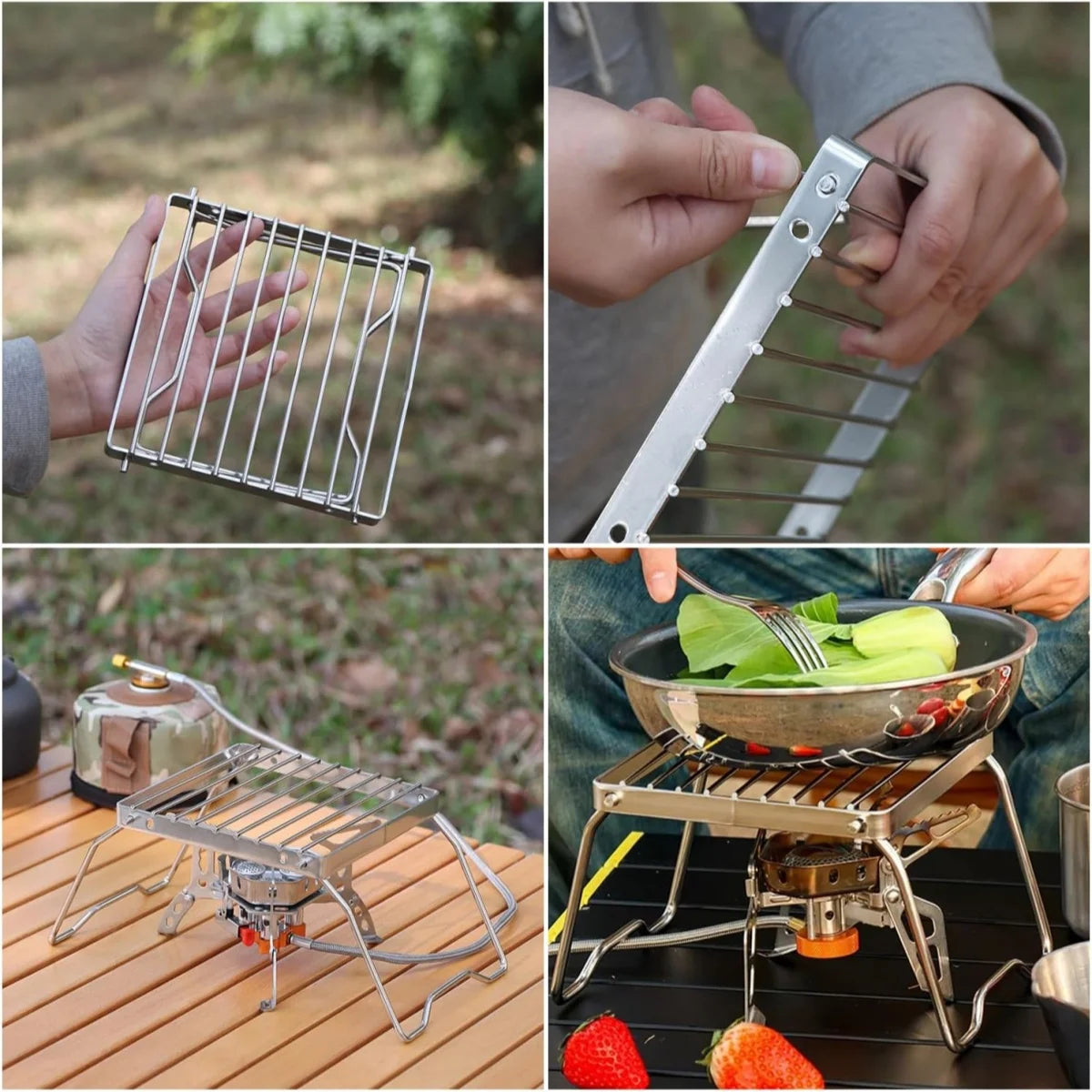 Camp Grill Portable Outdoor Grill Stainless Steel Folding Compact BBQ Camping Hiking Picnics