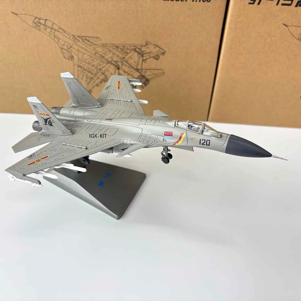 1: 100 Scale J-15 Shipborne Fighter J15 Alloy Finished Aircraft Simulation Diecast Model Static Decoration Collection Gift