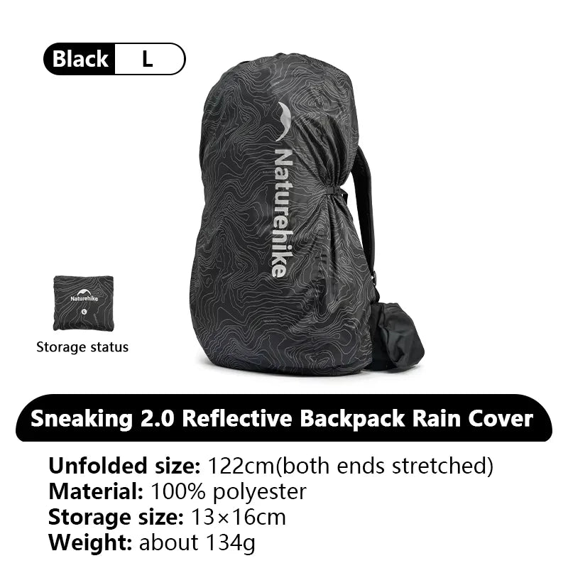Naturehike Sneaking 2.0 Reflective Backpack Rain Cover Outdoor Climbing Hiking Dustproof Waterproof Schoolbag Casing For 30-60L