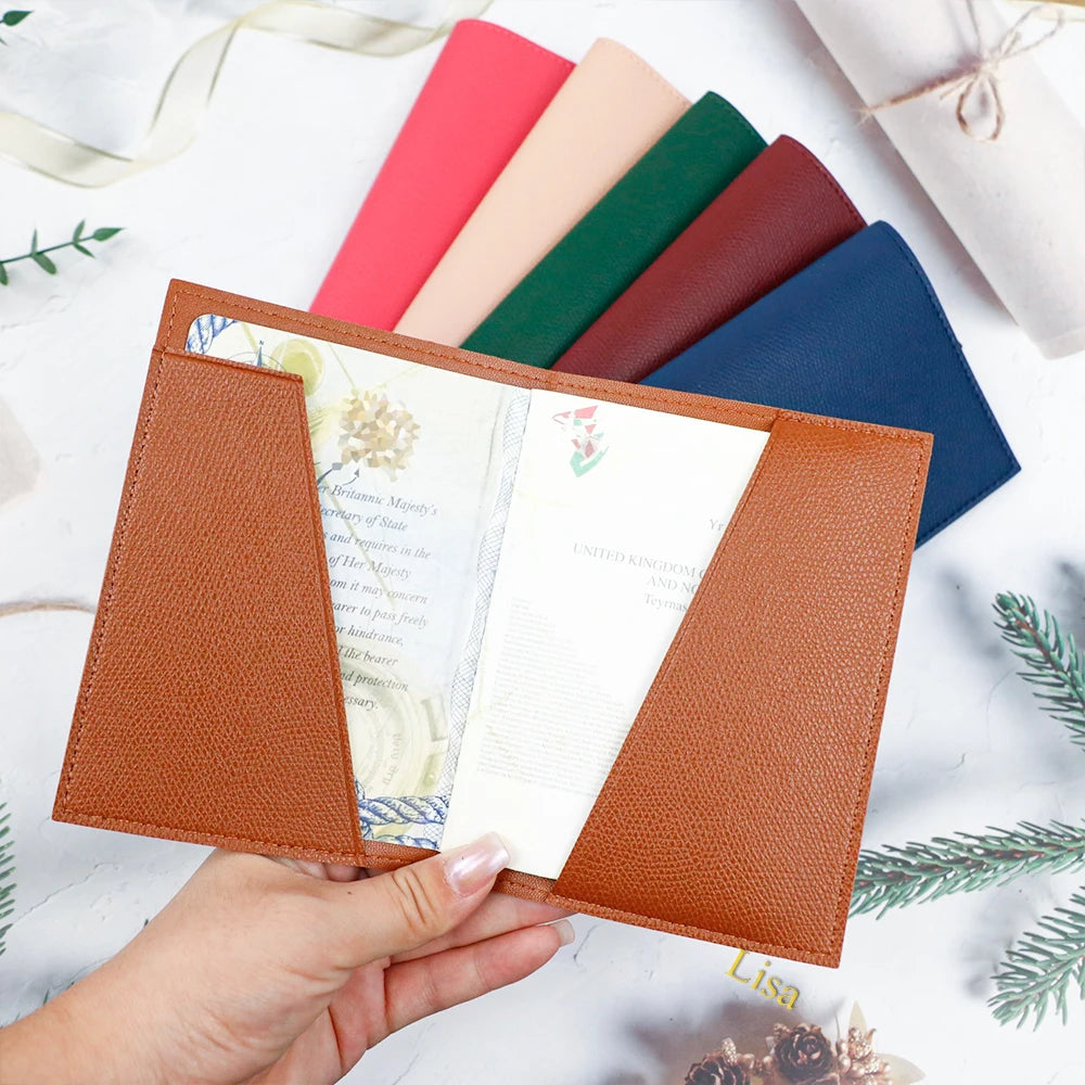 Customized name pu leather travel passport holder and luggage anti-loss label with essential travel gift box