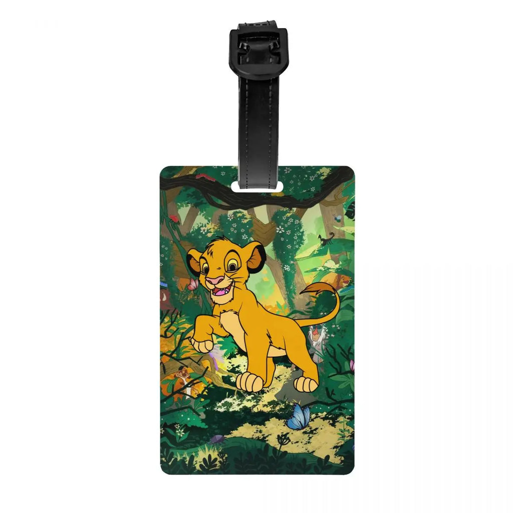 Custom Rafiki Luggage Tag With Name Card The Lion Cartoon K-Kings Privacy Cover ID Label for Travel Bag Suitcase