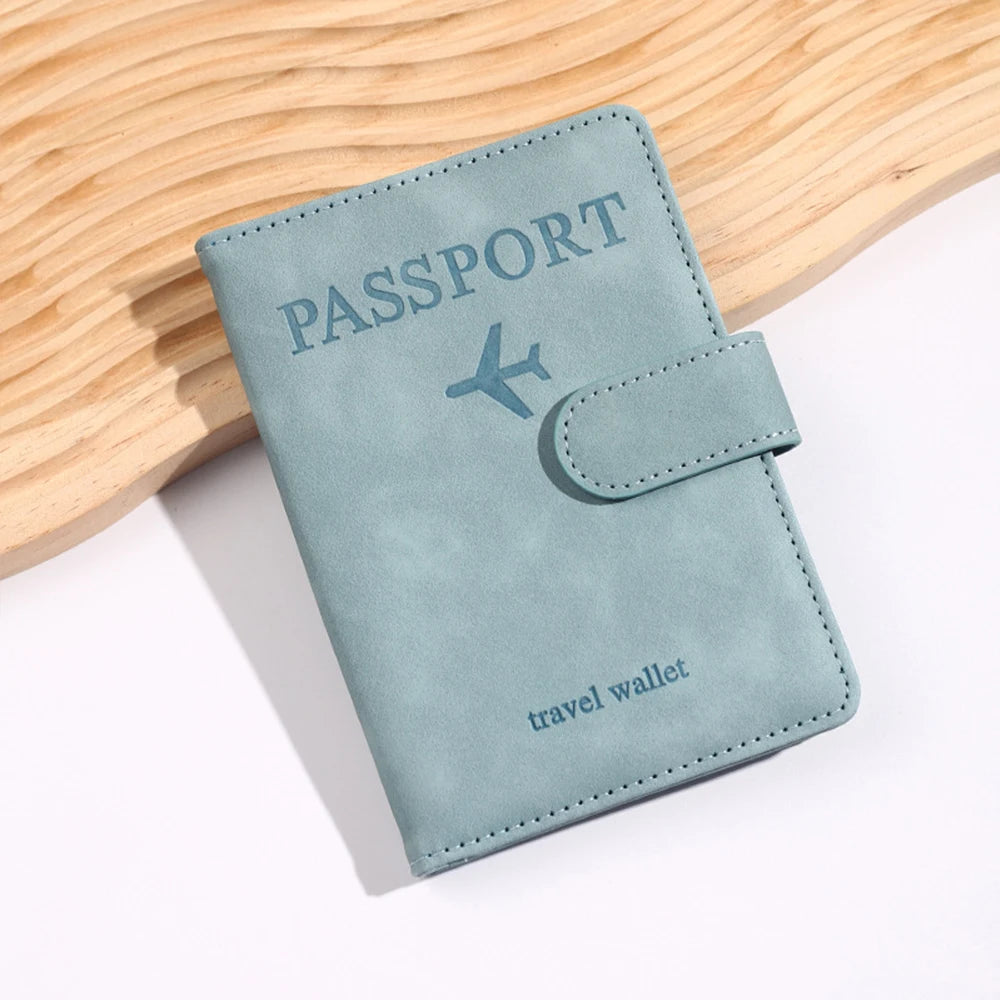 Customized Name PU Men's RFID Passport Holder 2-Style Envelope, Airplane Pattern Printed Anti-Theft Passport Wallet, Minimalist