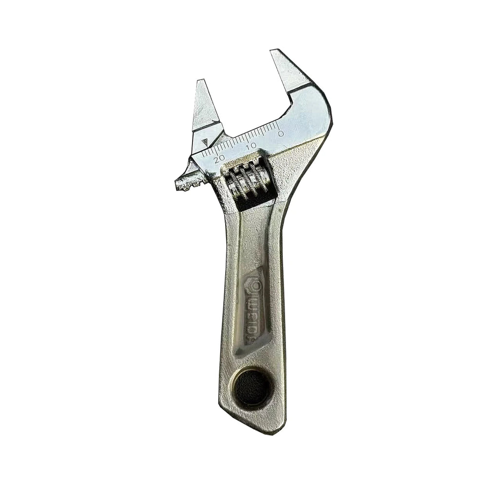Ultra-Thin Adjustable Wrench with Large Opening Short Handle Mini Monkey Spanner Laser Scale Rubber Coated Key for Bathroom Tool