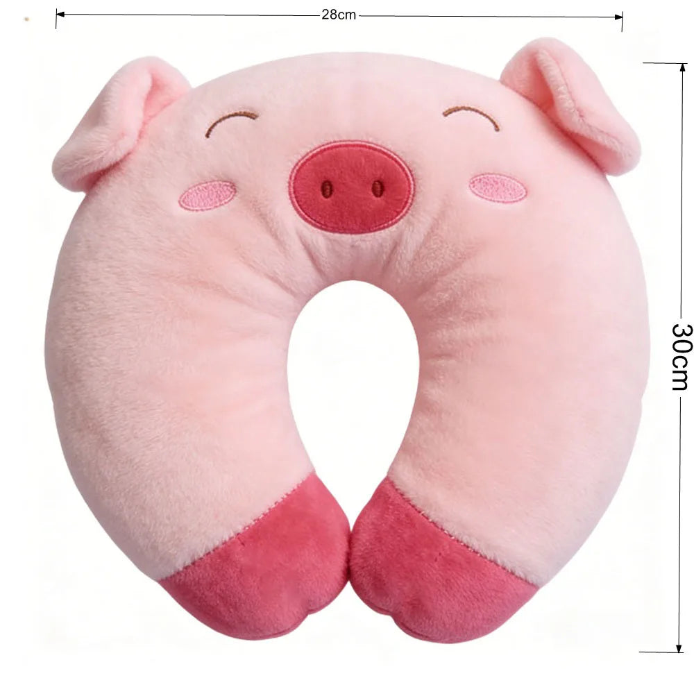 Pink Pig U-Shaped Travel Pillow Animal Plush Pillows,Body Rest Cushion Neck Pillow for Car Travel Neck Support Cushion