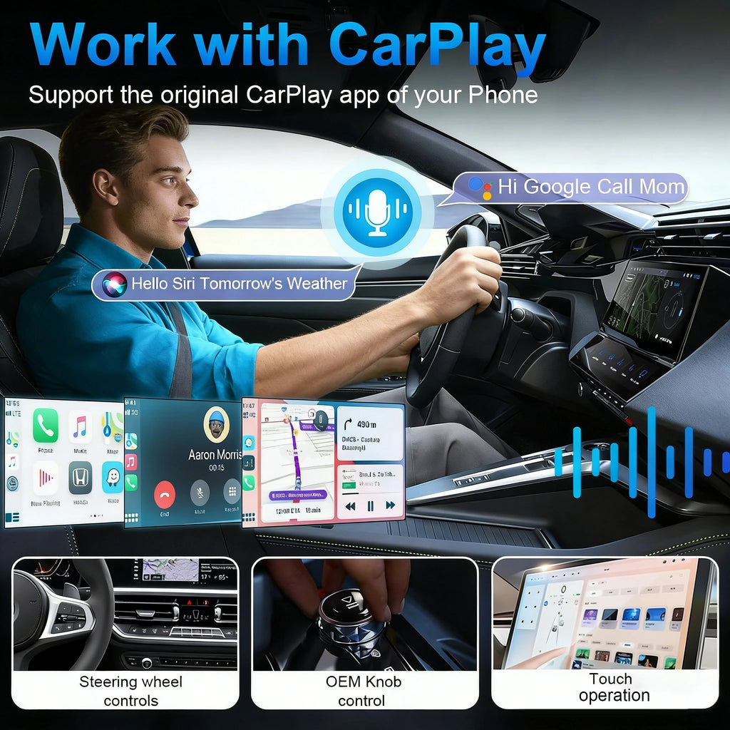 TrolinkTek Wireless CarPlay Dongle, Wired to Wireless USB Adapter Plug and Play, Auto Reconnect, Low Latency with 5GHz WiFi Bluetooth, Support Siri Steering Control for Cars with Factory Wired Apple CarPlay