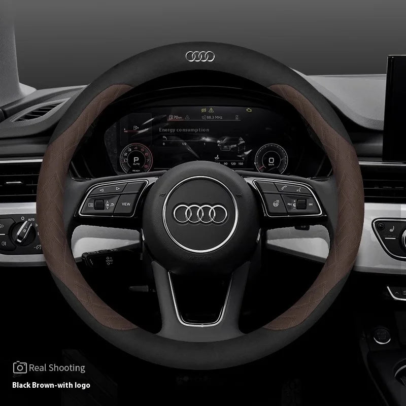 Car Steering Wheel Cover For Audi ABT A1 A2 A3 A4 A5 A6 A7 A8 Q2 Q3 Q4 Q5 Q7 Q8 TT RS3 RS4 RS5 RS6 RS7 S3 S4 S5 S6 S7 S8 S line