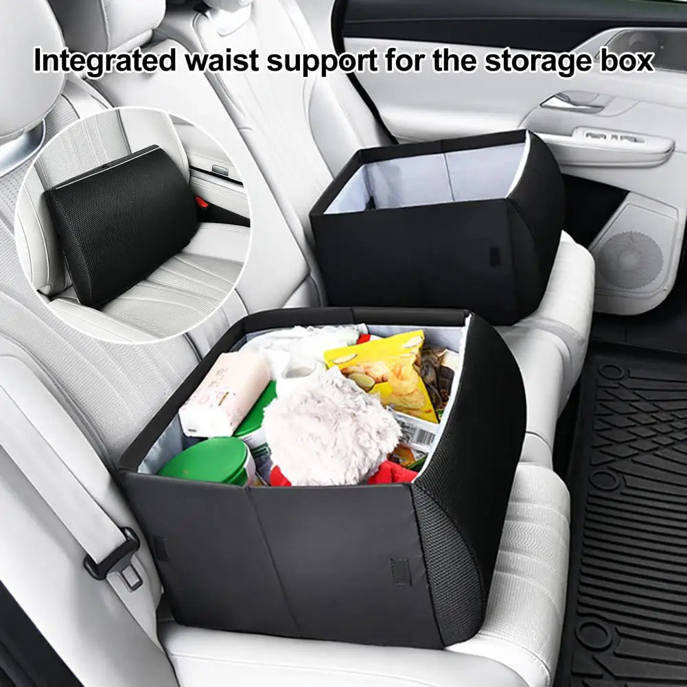 Capacity Storage Container Foldable Storage Box Foldable Car Seat Storage Box 2-in-1 Lumbar Support Cushion Canvas for Snacks