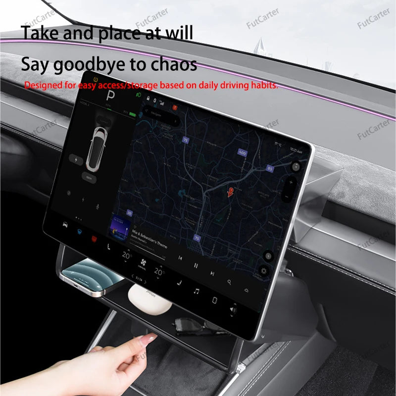 For Tesla Model3 Y Juniper 2025 central control screen Hidden Magnetic opening closing storage box tissue box storage accessorie