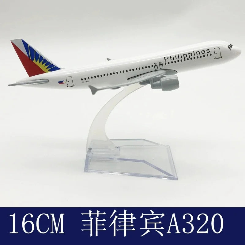 16cm airplane scale Western Philippines Airbus A320 Plane Model Simulation Alloy Finished Souvenir Collection Toy