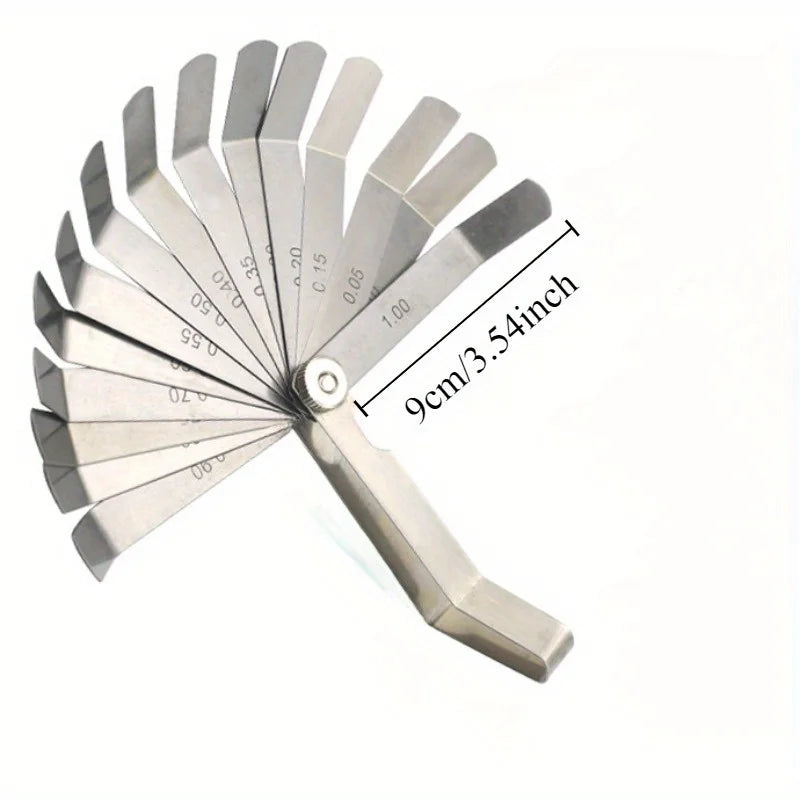 1pc 16 Blades Feeler Gauge Carbon Steel Metric Imperial 0.05-1.00mm Gap Filler Tune Up Thickness Set Gage Measurment Tools