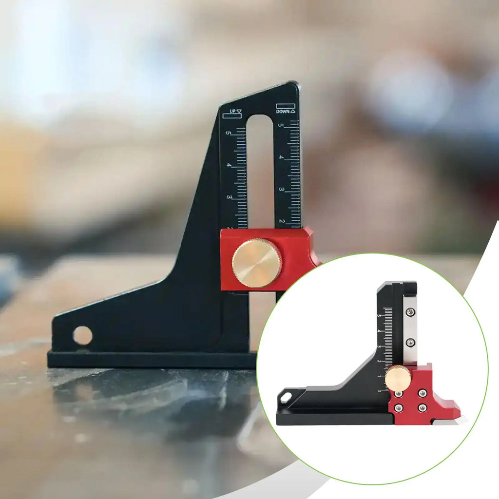 Aluminum Alloy Height Gauge Woodworking Square Depth Ruler Gaps Marking Tool for Home Workshop Construction