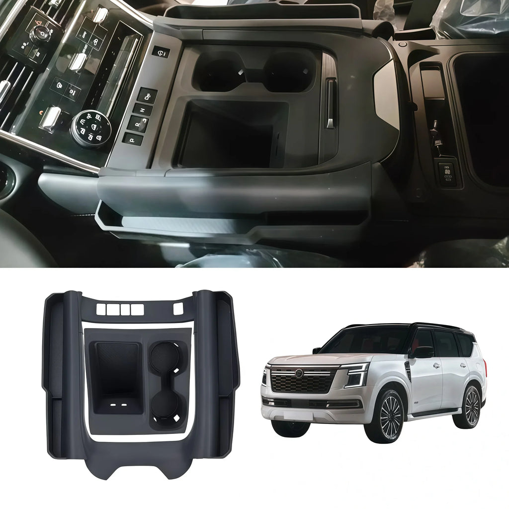Center Console SIlicone Storage Box with Cup Holde for Nissan Patrol Y63 Interior Accessories, Shift Gear Cover for Y63