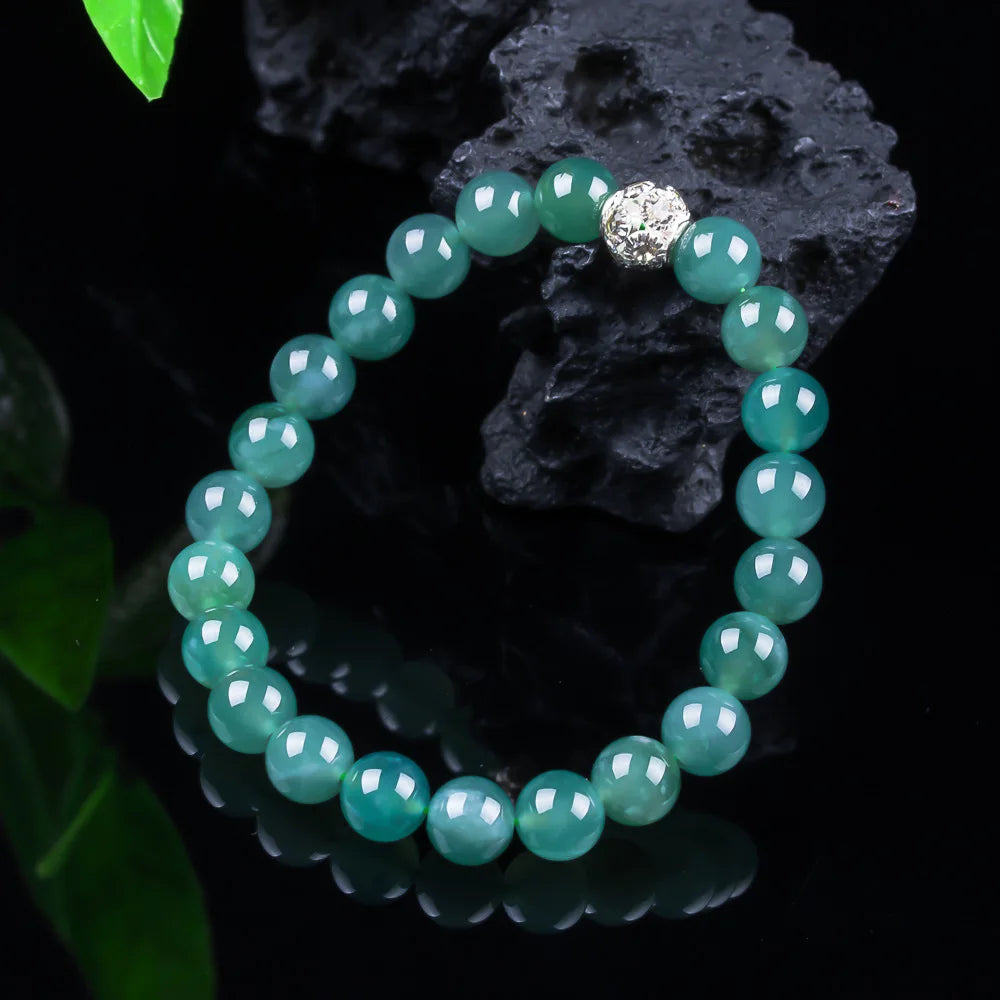 Natural Burmese Jadeite Bead Bracelet Bangle Accessories Carved Gemstone Jewelry Real Jade Amulet Designer Gifts for Women