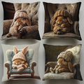 4Pcs Cute Rabbit Pillow Covers for Spring Summer & Easter - Soft Polyester Fiber, Single-Sided Print with Hidden Zipper