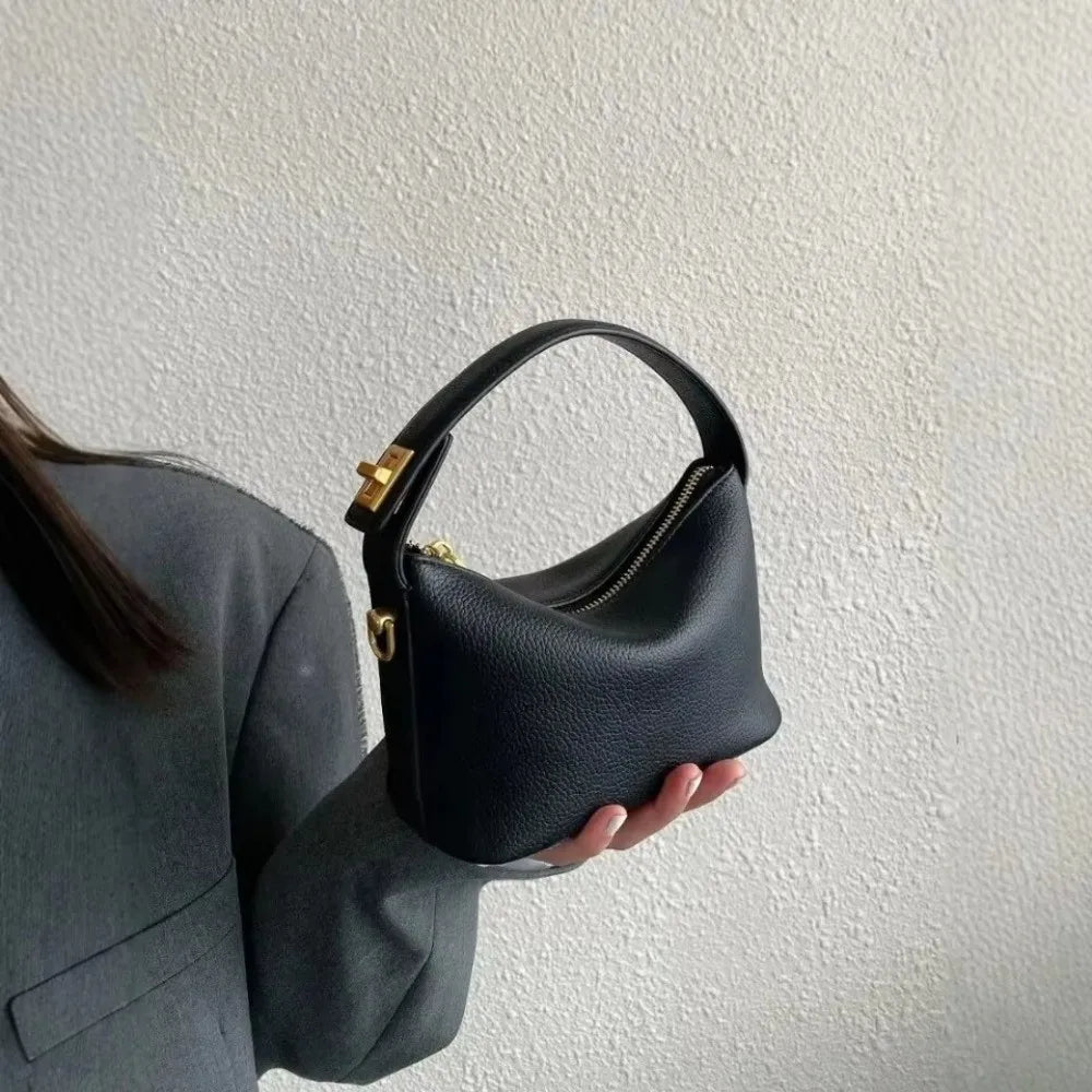 New Retro Ladies Handbags Simple Elegant Small Square Bag Soft Leather Crossbody Bag Gift