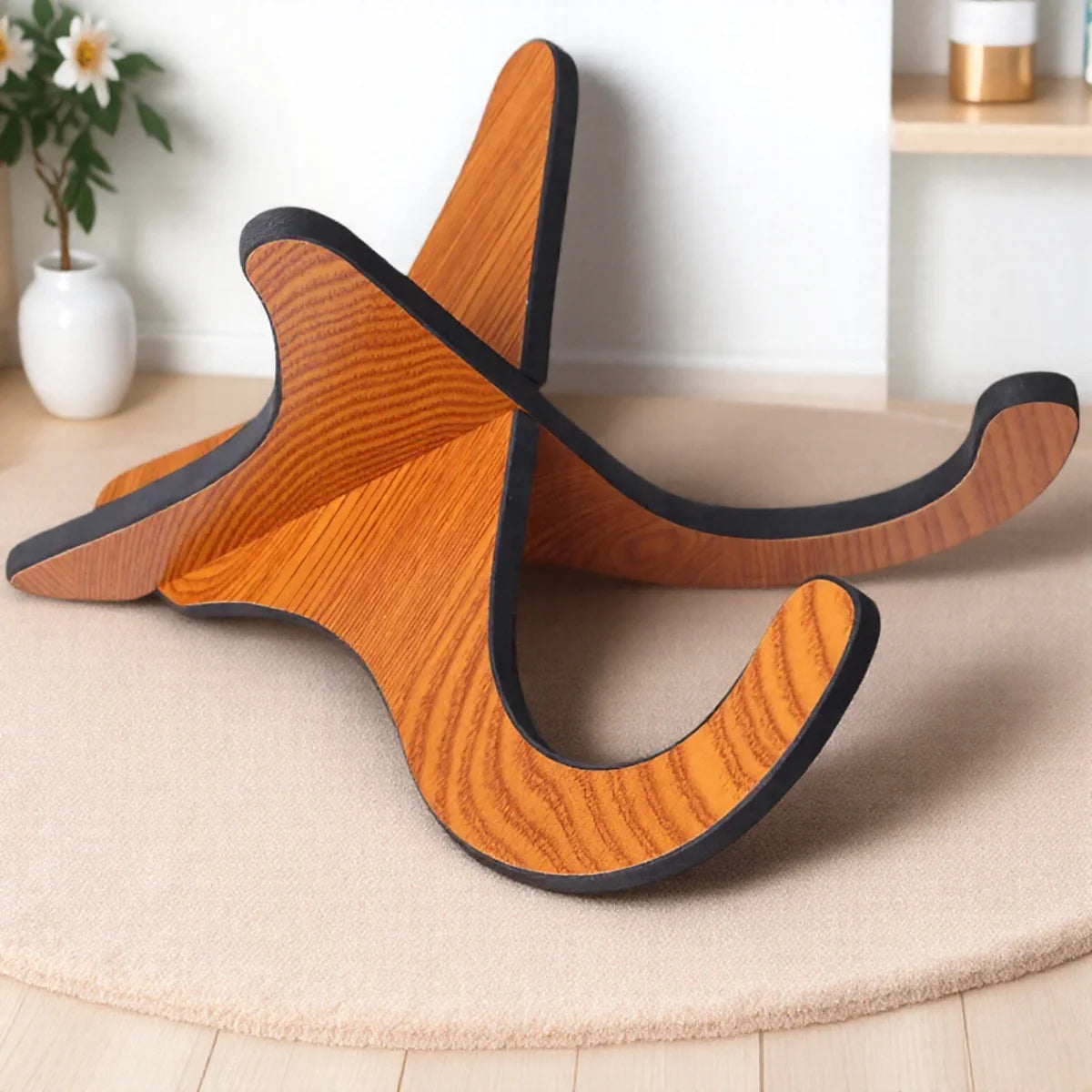 1 Pair Wooden Ukulele Stand Adjustable Guitar Holder for Musical Instruments Accessories Portable Bamboo Stand
