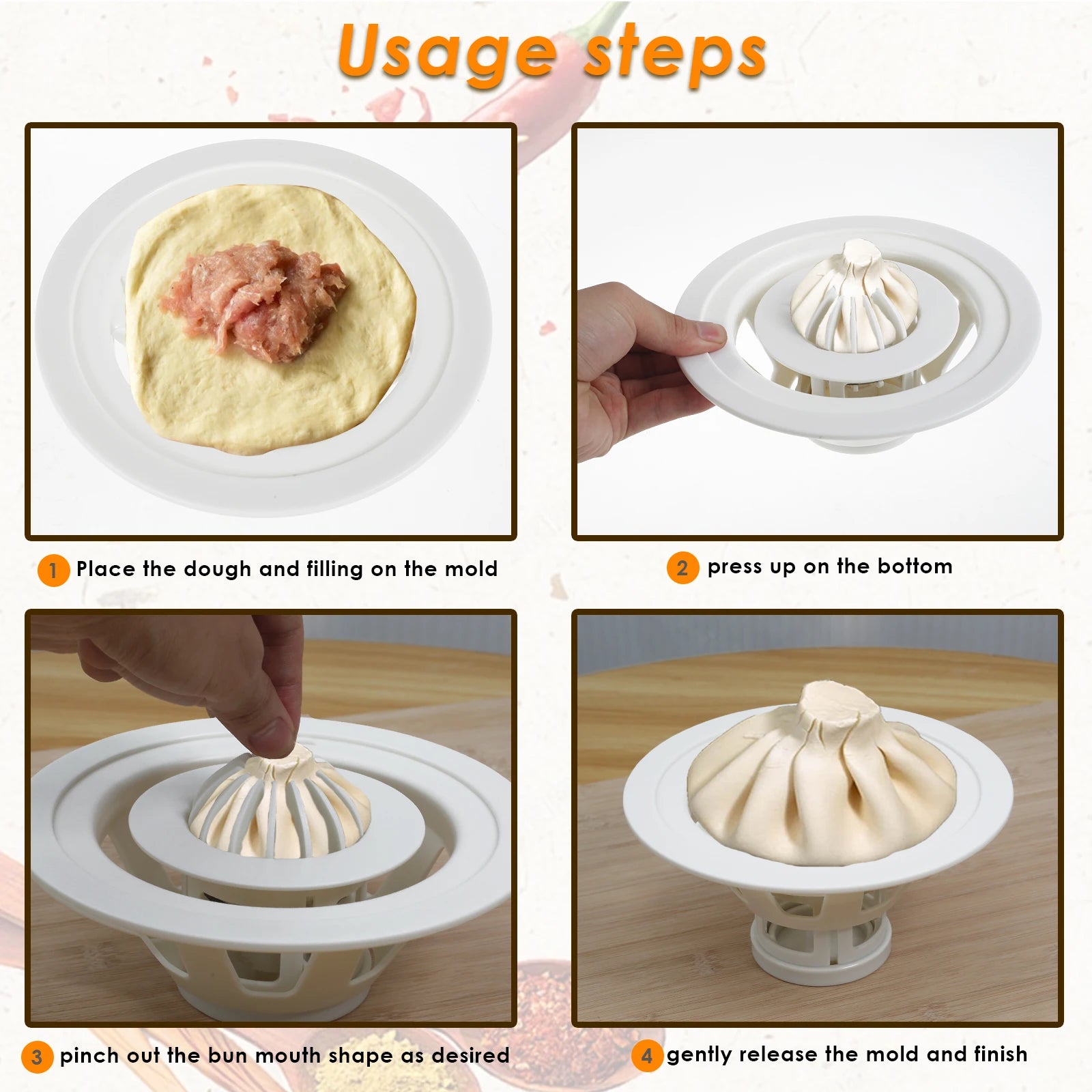 Flower Shaped Baozi Making Mould Flower Type Steamed Bun Simple Self-made Mold for DIY Kitchen Mold Handbanary Baozi Bun Mold