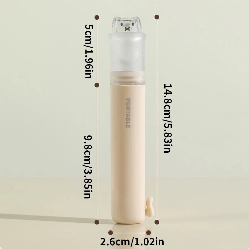 2 In 1 Foldable Travel Toothbrush Set Portable Toothpaste Storage Soft Bristle with Bear Cover Macaron for Business Travel