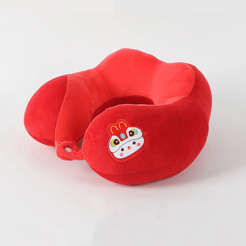 Wholesale Strawberry Bear Micro Fiber Soft Fluffy U Shape Pillow For Airplane Rest