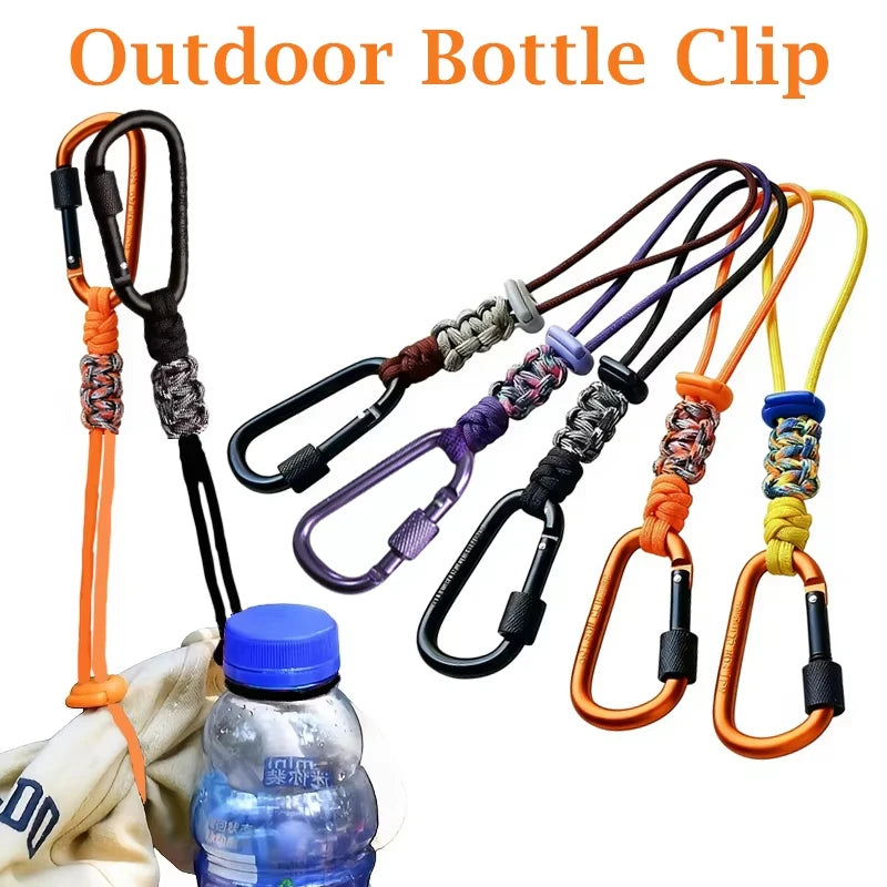 Outdoor Umbrella Cord Water Bottle Hanger Buckle Woven Water Bottle Hanger Lanyard Outdloor Hiking Camping Backpack Hook Clip