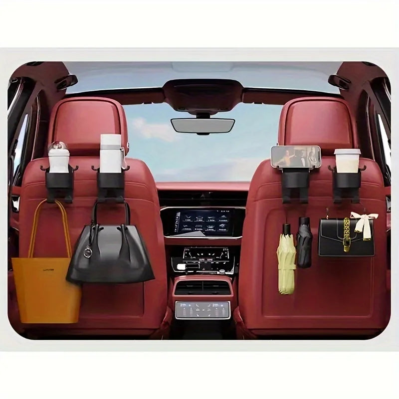 Car Supplies Seat Back Storage Rack1/2Multifunctional cup holder storage box with hookPPMaterial Beverage Phone Holder