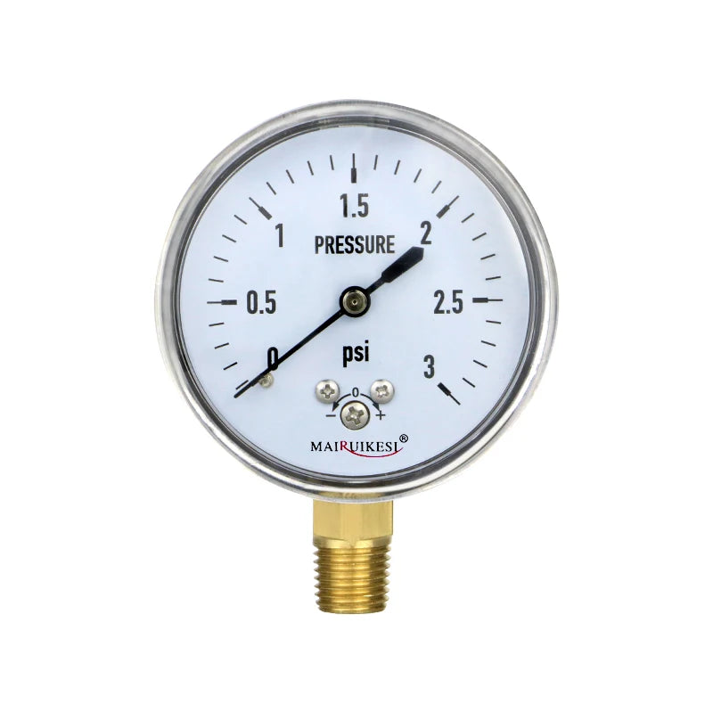 MAIRUIKESI Diaphragm Type Capsule Low Pressure Gauge,0-5Psi，0-3Psi, 2-1/2" Dial, 1/4"NPT Lower Mount, Adjustable