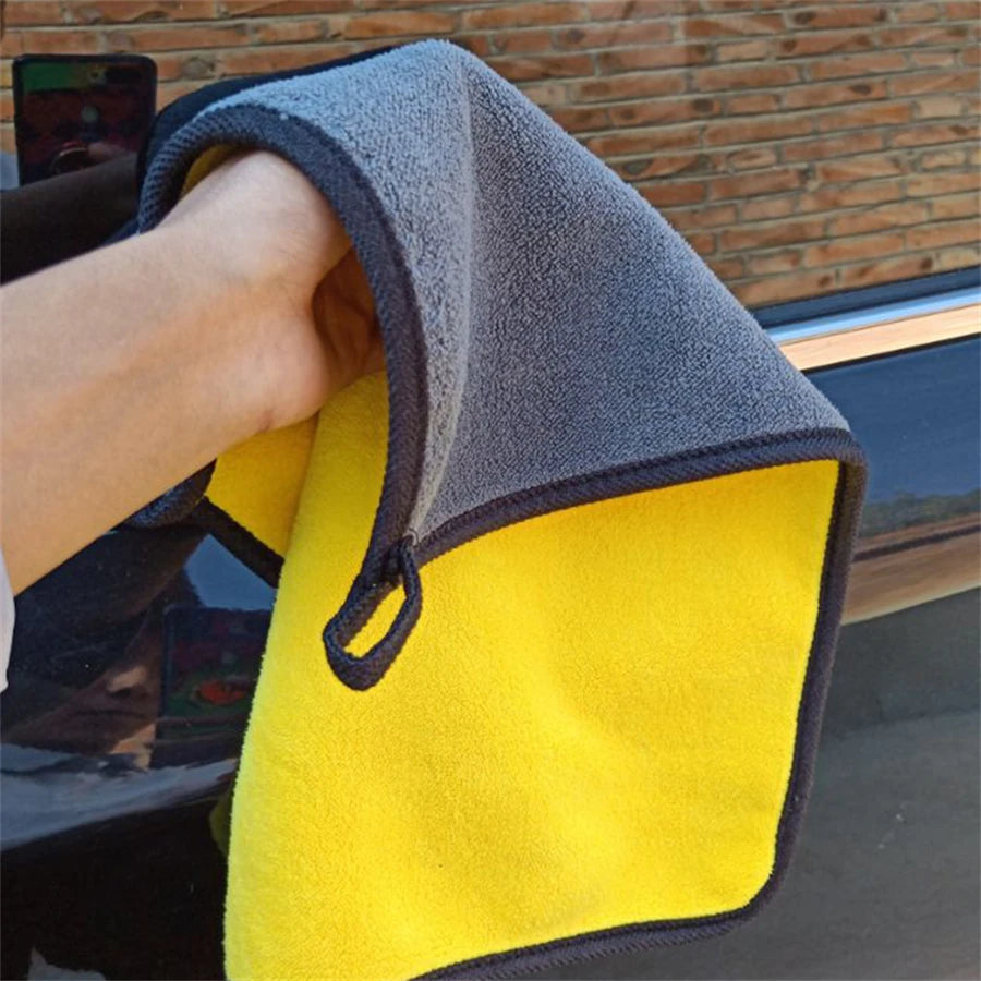 1/2/6PCS Thick Double Layer Microfiber Cleaning Towels Soft Drying Cloth for Car Body Washing Polishing Car Care Accessories