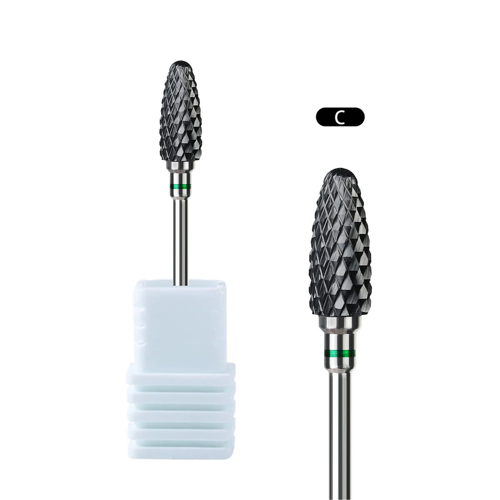 Black Ceramic Nail Drill Bits 3/32'' Safe & Professional Nail Cleaning Polishing Head For Callus & Dead Skin Removal Nails Tools