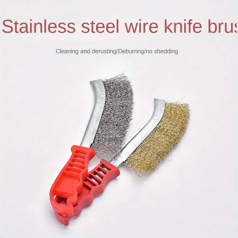 Multi-function Tool Wire Brush Copper Plated  Long Handle Kitchen Grill Special Plate Rust Removal