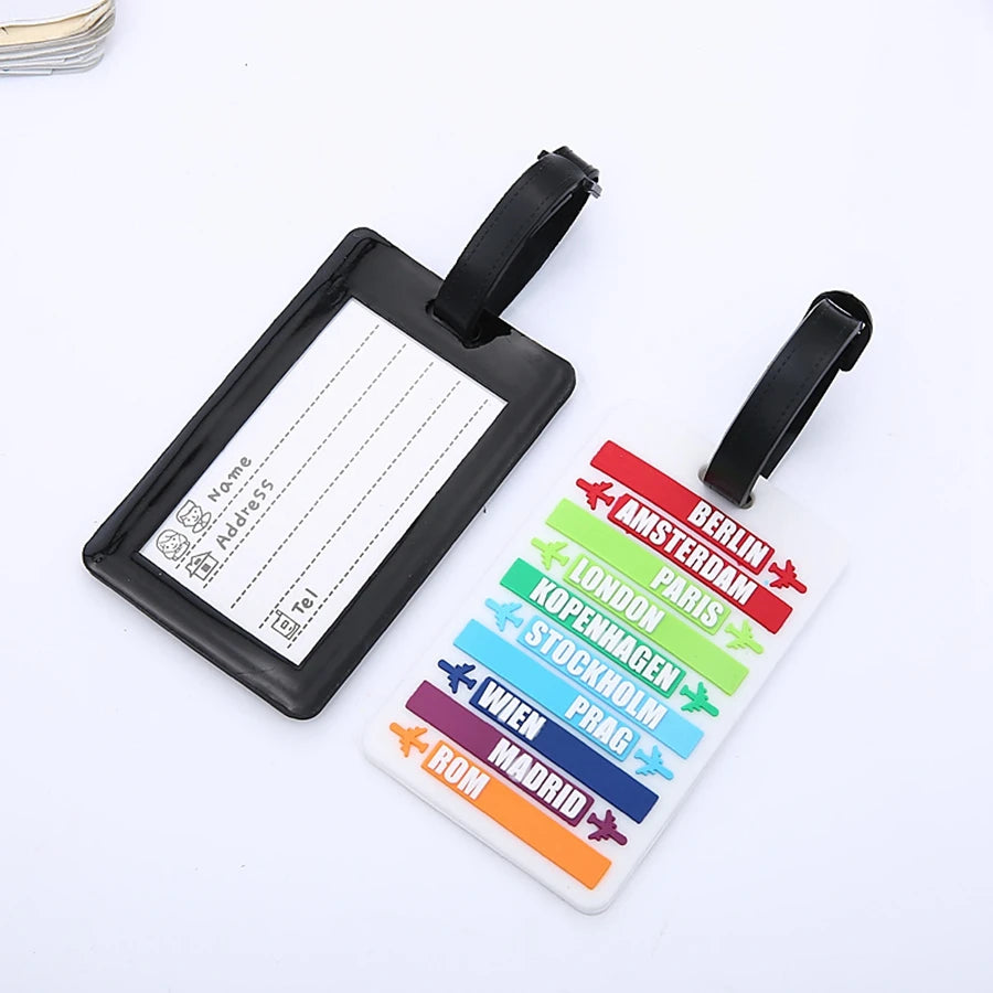 1PCS Creative Letter Black and White Luggage Tag Hanger Boarding Hanging Tag Ring Check in Trolley Box  Label Hanging Tag