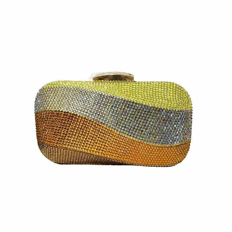 Colorful Rainbow Colors Diamond Evening Purse Wedding Party Crystal Clutch Wallet Bag Banquet Gala Dinner Female Handbag