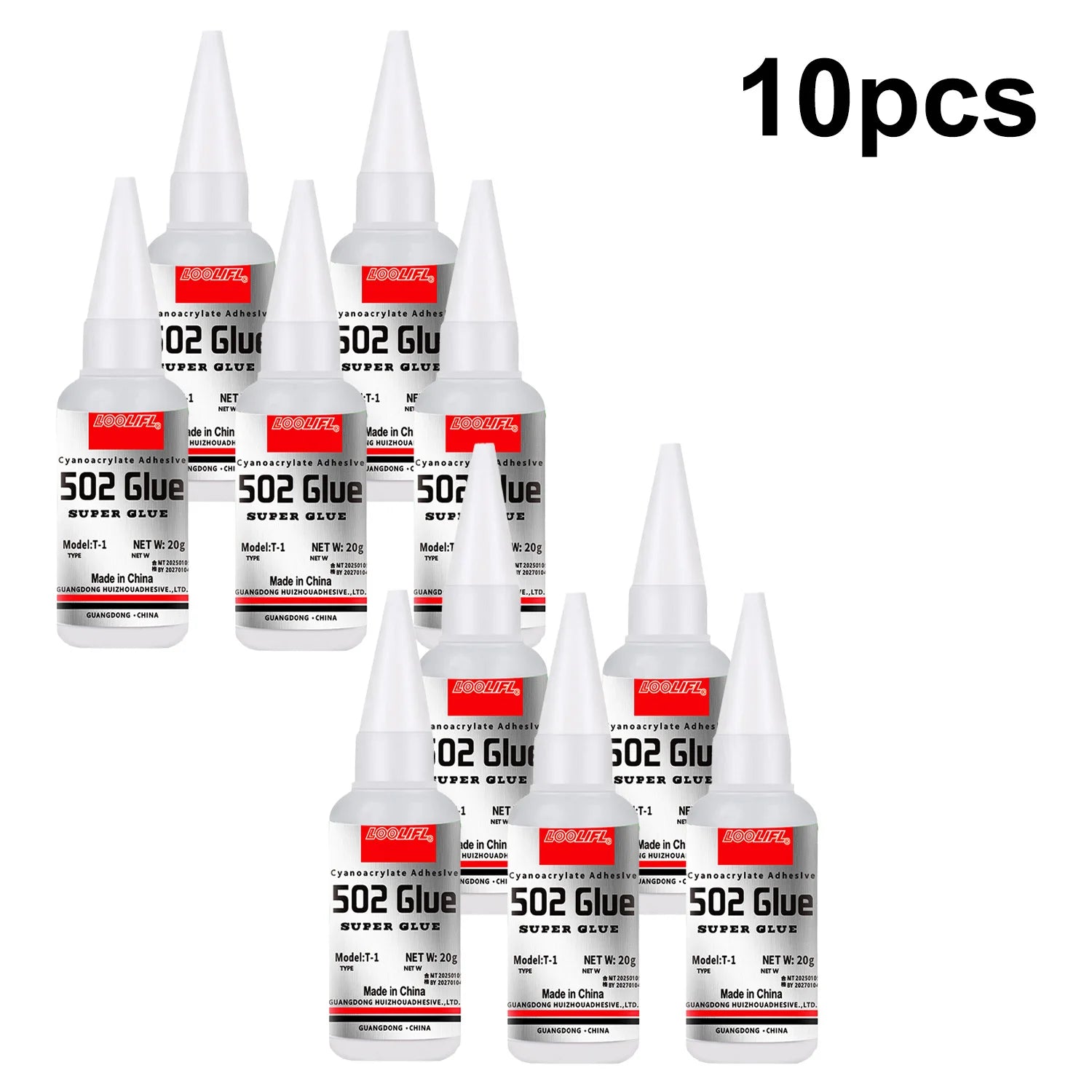 Loolifl 1-25 Pieces 502 Strong Instant-Drying Cyanoacrylate Glue for Leather, Rubber, Wood, Metal, Strong Liquid Adhesive Tool