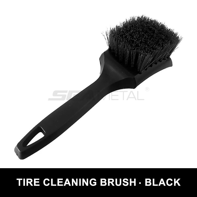 SEAMETAL 1pc Car Wheel Rim Cleaning Brush Black Handle Car Tire Hub Clean Brush Auto Detailing Washing Brushes Tool Accessories