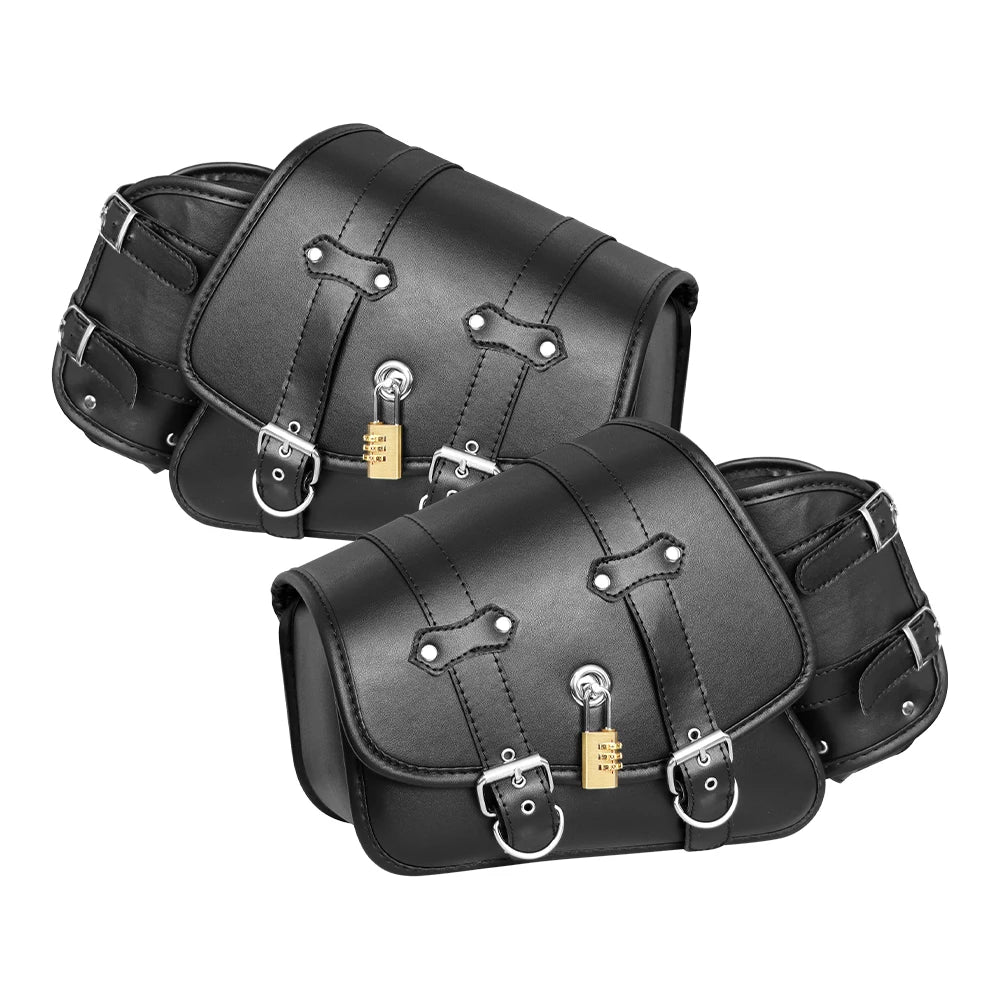 Sacs de selle de moto rétro pochette mallette de rangement valise de réservoir de bagages latéraux sacs en cuir PU/PVC
