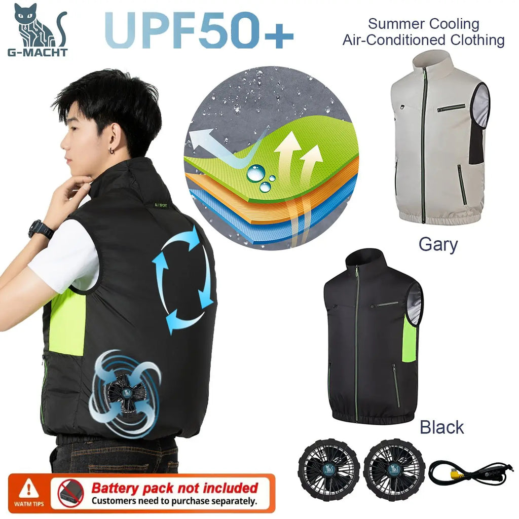 G-MACHT Summer Breathable Wearable Cooling 2-3-4Fans Vest Ice Cooling Air Conditioner Clothes For Outdoor Fishing Heat Resistant